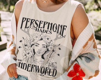 Persephone and Hades Tank Top, Persephone Shirt, Greek Mythology Distressed Band Tee, Greek Goddess Apparel, Light Academia Mythology TShirt