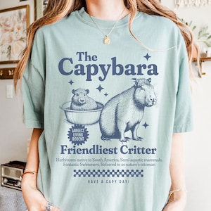 Retro Capybara Shirt, Vintage Style Capybara T Shirt, Rodent Shirt, Capybara Gift, Funny Animal Lover T-Shirt