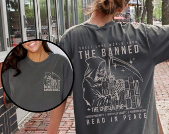Banned Books Distressed Band Tee, Front and Back Design Banned Books Shirt, I Read Banned Books, Im With The Banned, Bookish Tropes TShirt