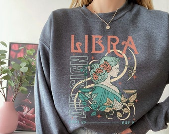 Graphic Libra Zodiac Sweatshirt, Horoscope Libra Birthday Gift