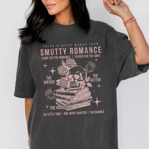 Smut Booklover Shirt, Dark Romance Merch, Smut Reader T Shirt, Spicy Book Club TShirt, Smutty Distressed Band Tee, Skeleton Book T-Shirt