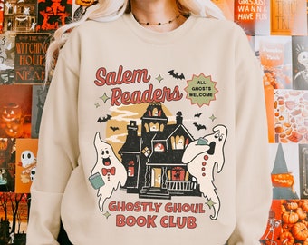 Halloween Ghost Book Club Sweatshirt, Salem Reading Sweater, Ghost Sweater Halloween Crewneck, Halloween Apparel, Salem Bookish Merch