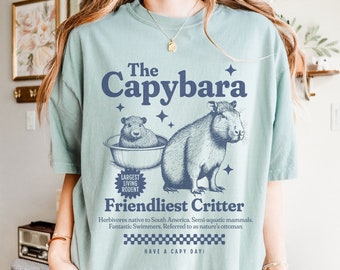 Retro Capybara Shirt, Vintage Style Capybara T Shirt, Rodent Shirt, Capybara Gift, Funny Animal Lover T-Shirt