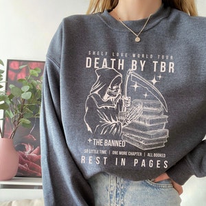Death by TBR Sweatshirt, Book Club Witchy Dark Academia Sweater, Bookworm Sweatshirt, Library Sweatshirt, Librariancore Gift for Reader