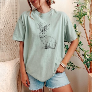 Jackalope Cryptid Shirt, Cryptozoology Shirt, Mythical Creatures, Rabbit Folklore Tshirt, Weird Shirts for Men and Women, Animal Lover Bay