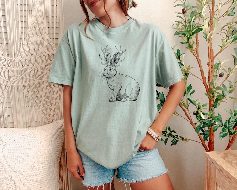 Jackalope Cryptid Shirt, Cryptozoology Shirt, Mythical Creatures, Rabbit Folklore Tshirt, Weird Shirts for Men and Women, Animal Lover Bay