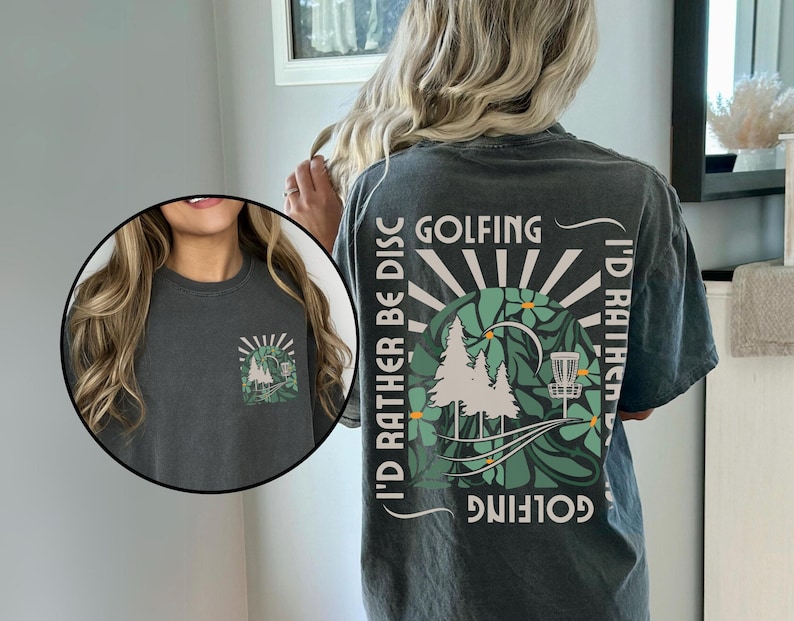 Id Rather be Disc Golfing Shirt, Front and Back Design Frisbee Golf TShirt, Comfort Colors® Disc Golf Shirt For Women, Disc Golf Lover Gift Pepper