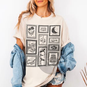 Book Lover Stamp Shirt for Reader, Librariancore Booktrovert Shirt, Romantasy Merch, Book Club Late Night Reader Bookish Gifts,Library Shirt Ivory
