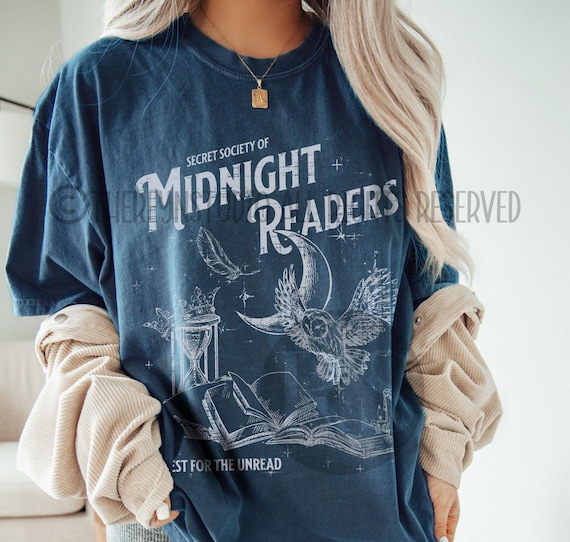 Midnight Readers Society Shirt for Bookworm, Late Night Reader Book Club, Librariancore Bookish Things, One More Chapter, Book Lover Gift