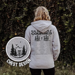 Disc Golf Hoodie, US Frisbee Golf Courses, Disc Golf sweatshirt, Disc Golf Gifts, Flying Discs, Disc Golf Shirt Sport Grey