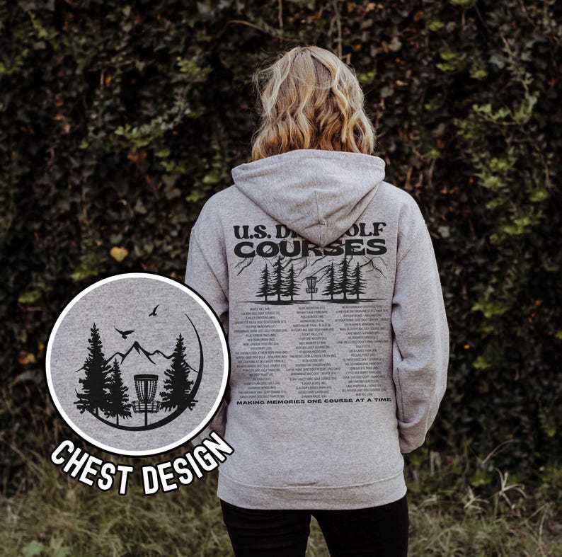Disc Golf Hoodie, US Frisbee Golf Courses, Disc Golf sweatshirt, Disc Golf Gifts, Flying Discs, Disc Golf Shirt Sport Grey