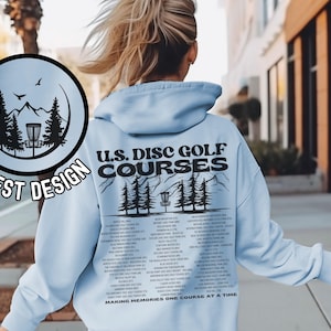 Disc Golf Hoodie, US Frisbee Golf Courses, Disc Golf sweatshirt, Disc Golf Gifts, Flying Discs, Disc Golf Shirt Light Blue