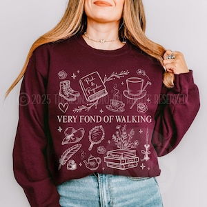 Sudadera "Orgullo y Prejuicio: Muy aficionada a caminar" para lectores de novelas románticas, artículos de biblioteca, regalos de Elizabeth y Mr. Darcy Jane Austen.