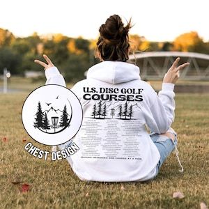 Disc Golf Hoodie, US Frisbee Golf Courses, Disc Golf sweatshirt, Disc Golf Gifts, Flying Discs, Disc Golf Shirt White
