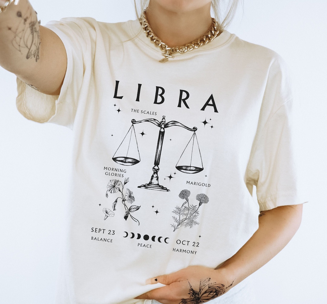 Libra T Shirt Zodiac Short Sleeve Round Neck Pink Cotton T-Shirt for Women main image 1