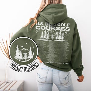 Disc Golf Hoodie, US Frisbee Golf Courses, Disc Golf sweatshirt, Disc Golf Gifts, Flying Discs, Disc Golf Shirt Military Green