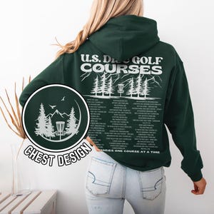 Disc Golf Hoodie, US Frisbee Golf Courses, Disc Golf sweatshirt, Disc Golf Gifts, Flying Discs, Disc Golf Shirt Forest Green
