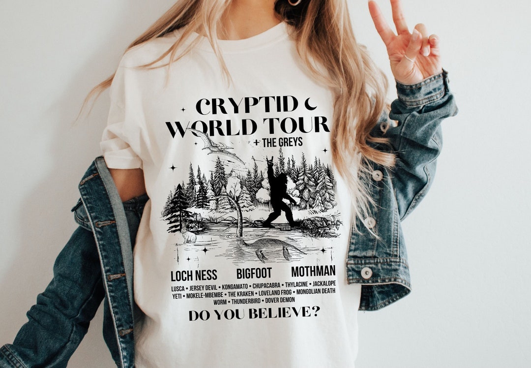 Cryptid World Tour Cryptozoology Shirt, Bigfoot Cryptidcore Tee, I Want ...
