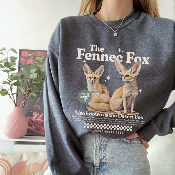 Fennec Fox Sweatshirt, Fox Sweater, Fox Print, Desert Fox Lover, Animal Lover Fox Crew Neck, Fennec Fox Gift, Wildlife Fox Graphic Sweater