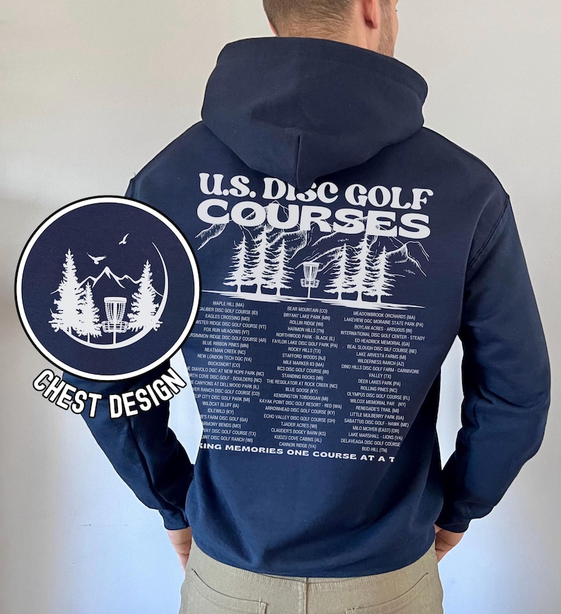 Disc Golf Hoodie, US Frisbee Golf Courses, Disc Golf sweatshirt, Disc Golf Gifts, Flying Discs, Disc Golf Shirt Navy