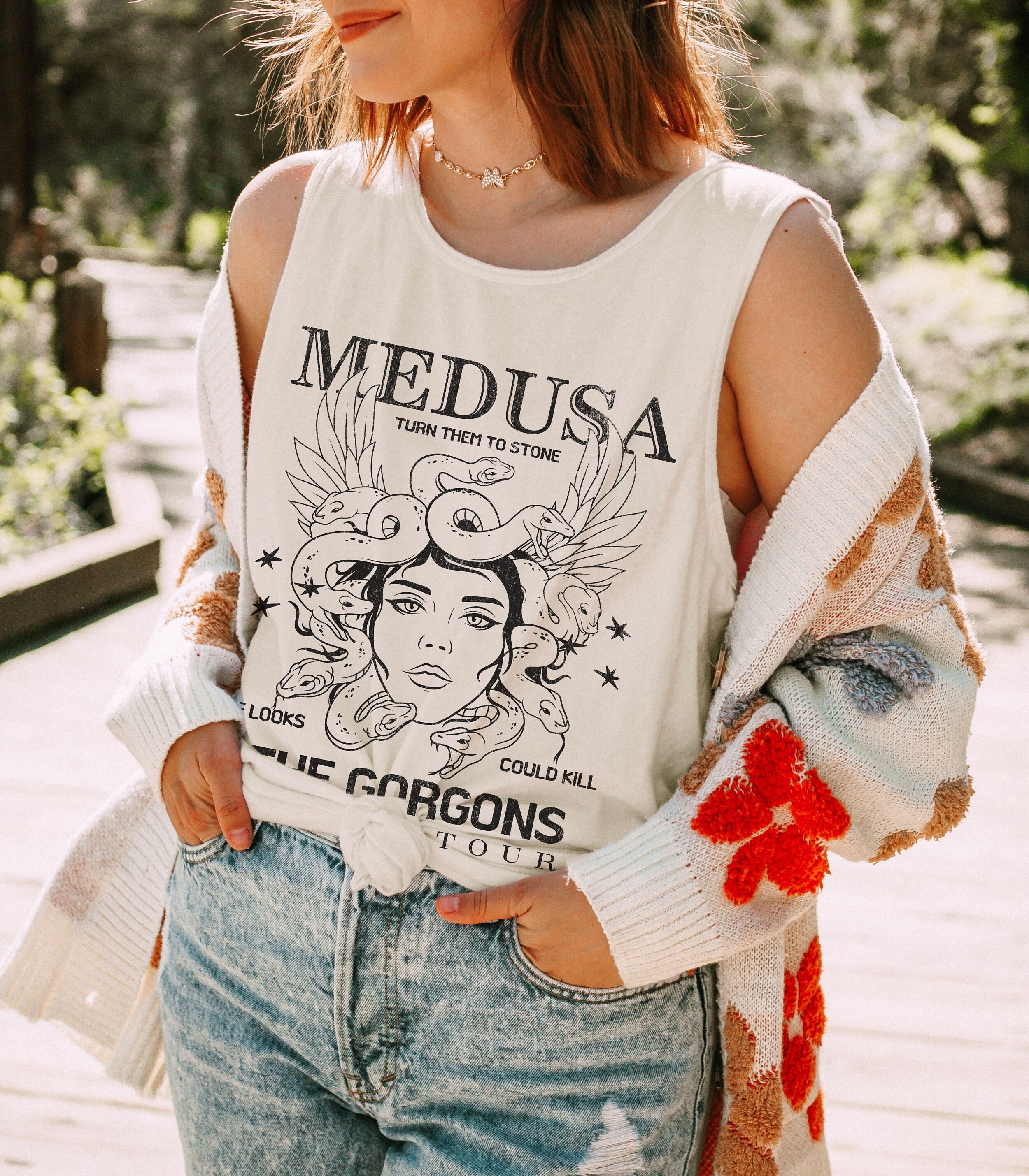 Comfort Colors Medusa Tank Top, If Looks Could Kill Medusa Tank, Turn Them To Stone Medusa T Shirt, Greek Mythology Goddess Shirt, Snake Tee