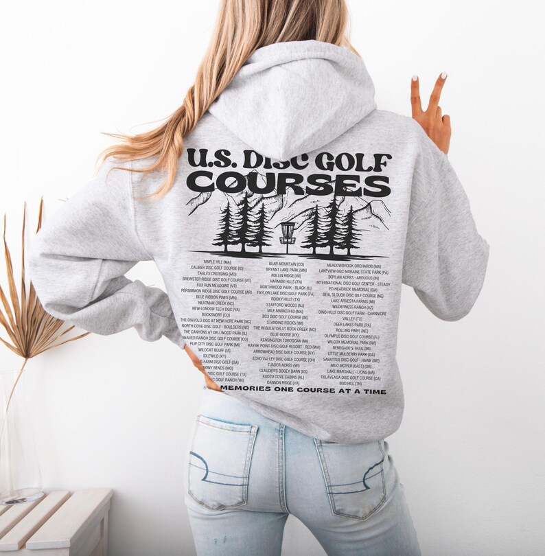 Disc Golf Hoodie, US Frisbee Golf Courses, Disc Golf sweatshirt, Disc Golf Gifts, Flying Discs, Disc Golf Shirt Ash