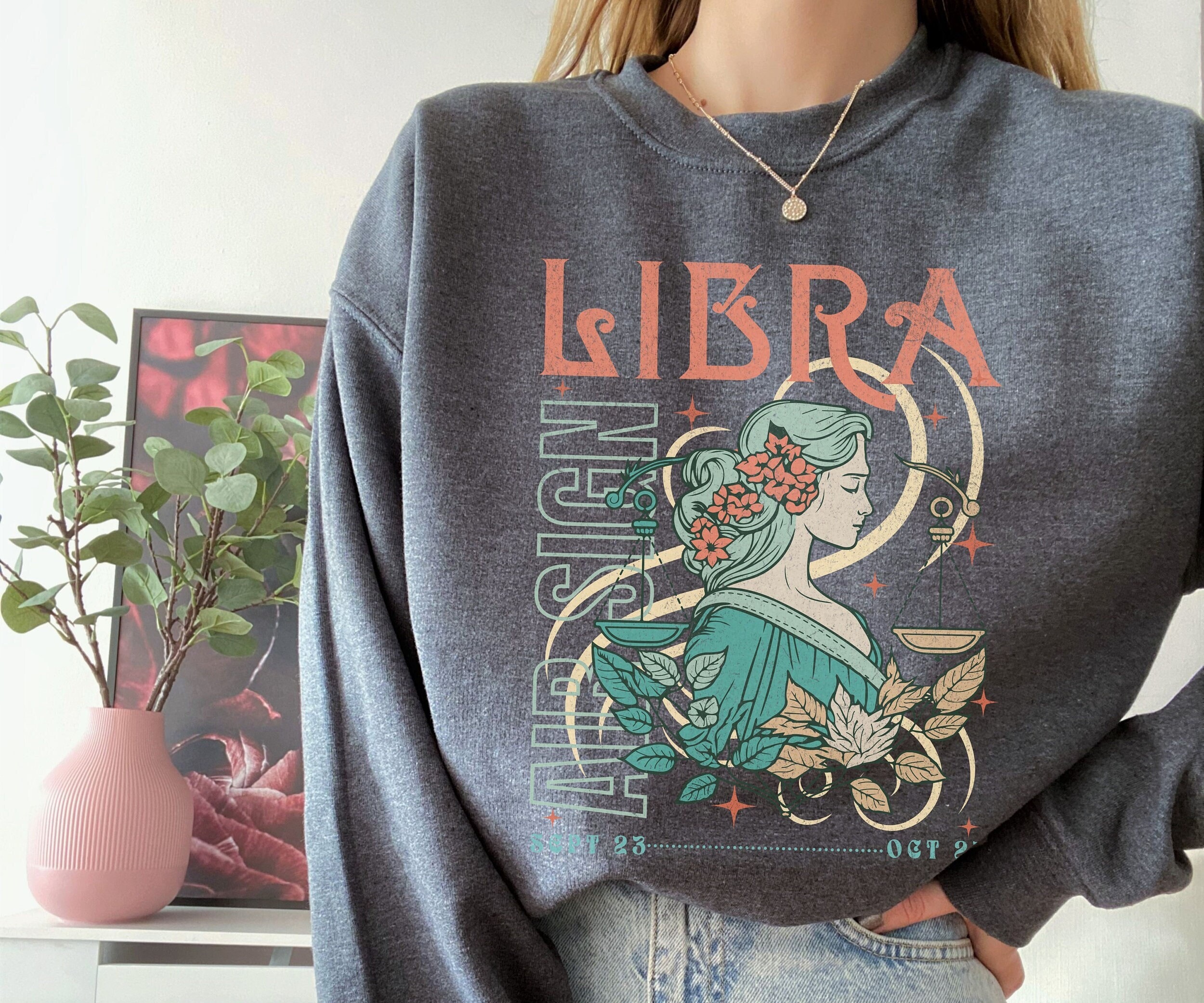 Graphic Libra Zodiac Sweatshirt, Horoscope Libra Birthday Gift