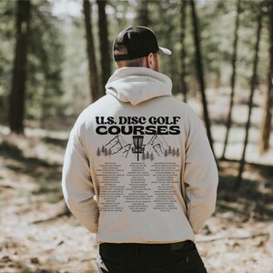 Disc Golf Hoodie, US Courses Hoody, Frisbee golf, Disc golf sweatshirt, Disc golf player, Gift for disc golf, flying discs, Disk Golf Shirt Sand