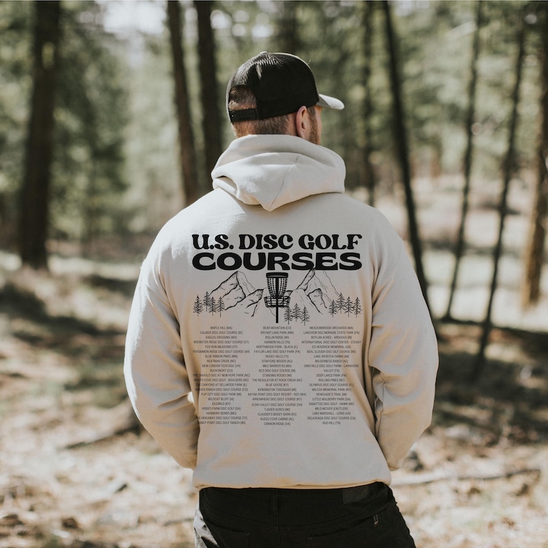 Disc Golf Hoodie, US Courses Hoody, Frisbee golf, Disc golf sweatshirt, Disc golf player, Gift for disc golf, flying discs, Disk Golf Shirt Sand