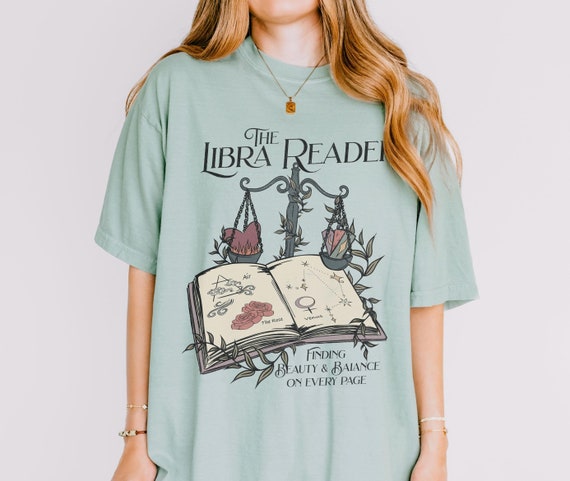 Bookish Libra TShirt for Reader, Book Lover Libra Gifts, Zodiac Bookclub Gifts, Romantasy  Libra Season Bookworm Shirt, Libra Constellation