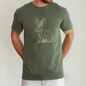 Jackalope Cryptid Shirt, Cryptozoology Shirt, Mythical Creatures, Rabbit Folklore Tshirt, Weird Shirts for Men and Women, Animal Lover Moss
