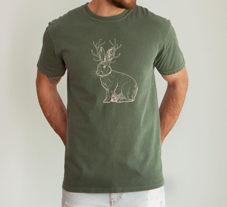 Jackalope Cryptid Shirt, Cryptozoology Shirt, Mythical Creatures, Rabbit Folklore Tshirt, Weird Shirts for Men and Women, Animal Lover Moss