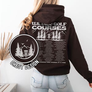 Disc Golf Hoodie, US Frisbee Golf Courses, Disc Golf sweatshirt, Disc Golf Gifts, Flying Discs, Disc Golf Shirt Dark Chocolate