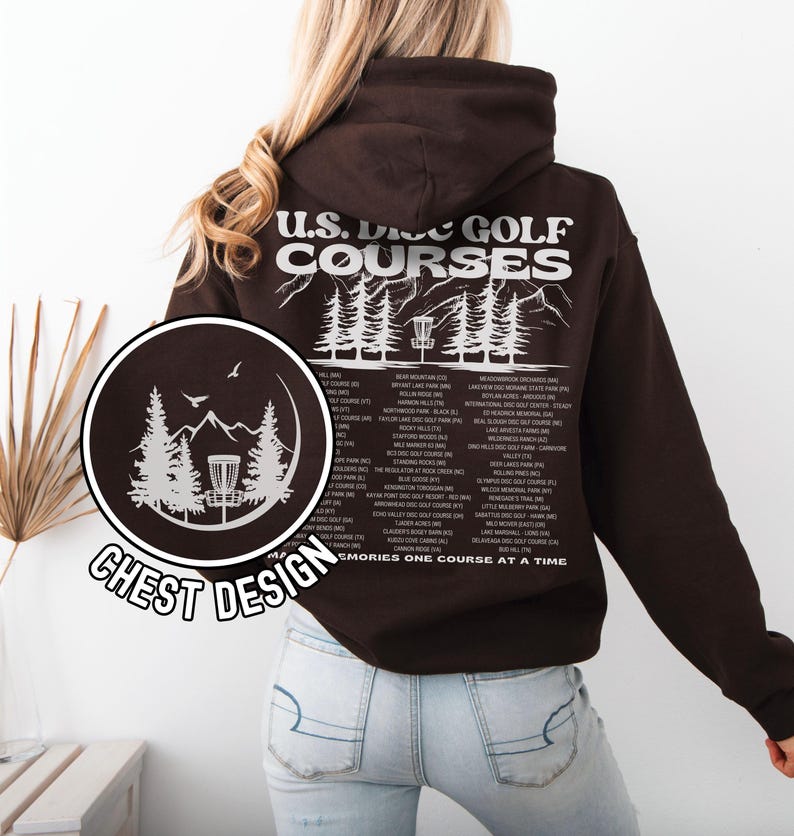 Disc Golf Hoodie, US Frisbee Golf Courses, Disc Golf sweatshirt, Disc Golf Gifts, Flying Discs, Disc Golf Shirt Dark Chocolate
