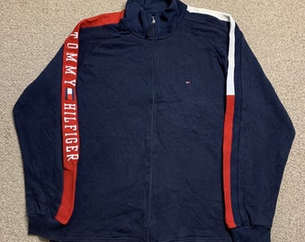 Tommy Hilfiger Zip Jumper Sweatshirt Tracksuit Top Track Jacket Vintage 90s L