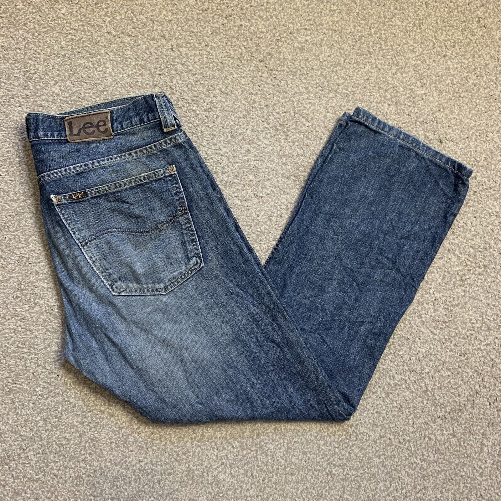 Lee Jeans Kent Straight Leg Regular Fit Vintage Zip Fly Dark Wash 33x30