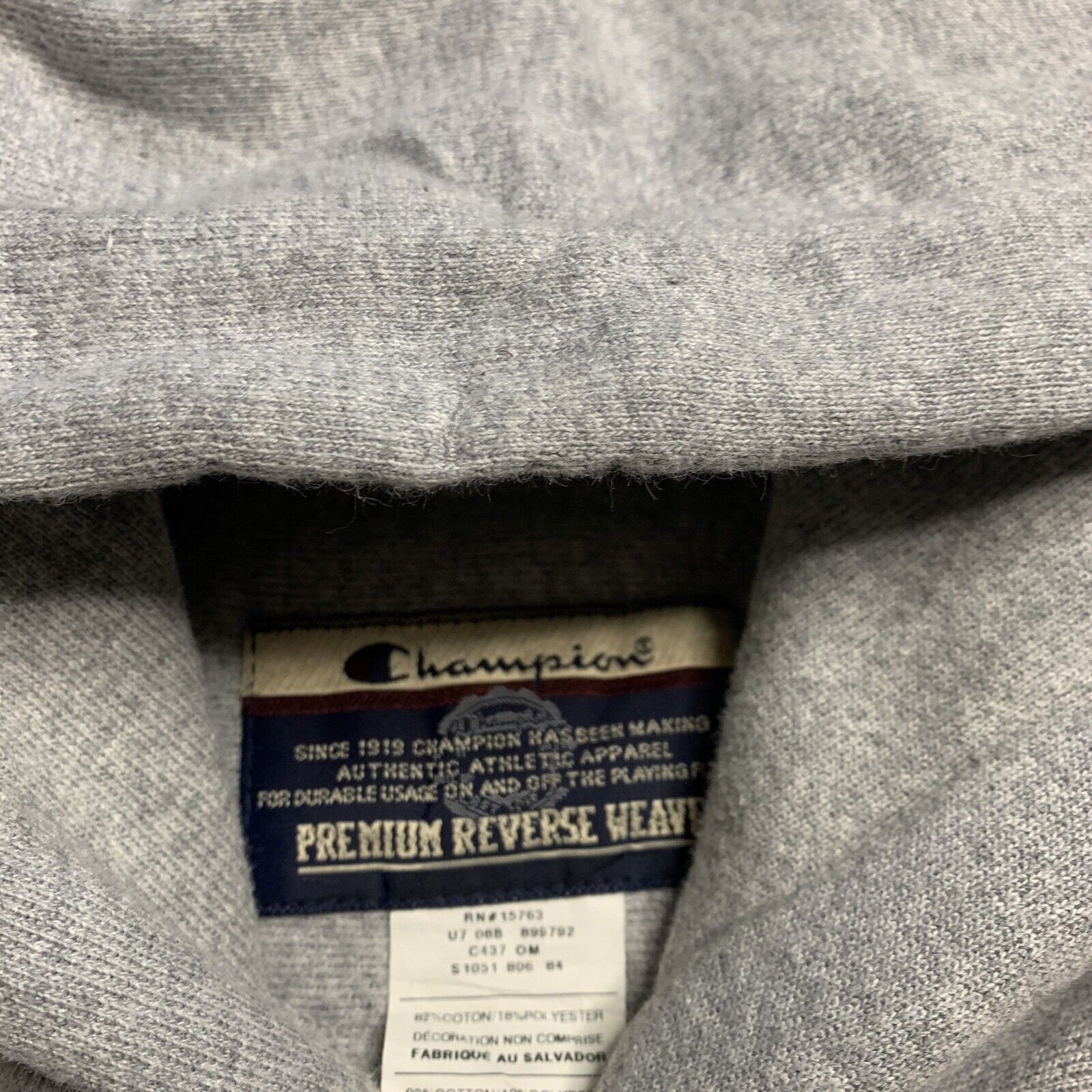 Vintage Champion Gray Hoodie Sweatshirt Full Zip RN#15763