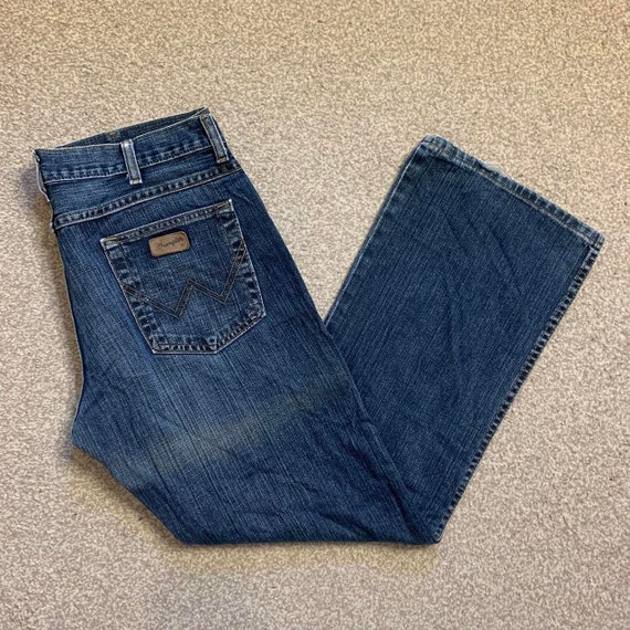 Wrangler Jeans Regular Fit Straight Leg Zip Fly Vintage Dark Wash 33x30  Mens 