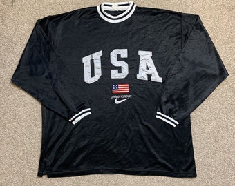 Nike Long Sleeve Top USA Jersey Spell Out Pullover Vintage Retro 90s 2XL