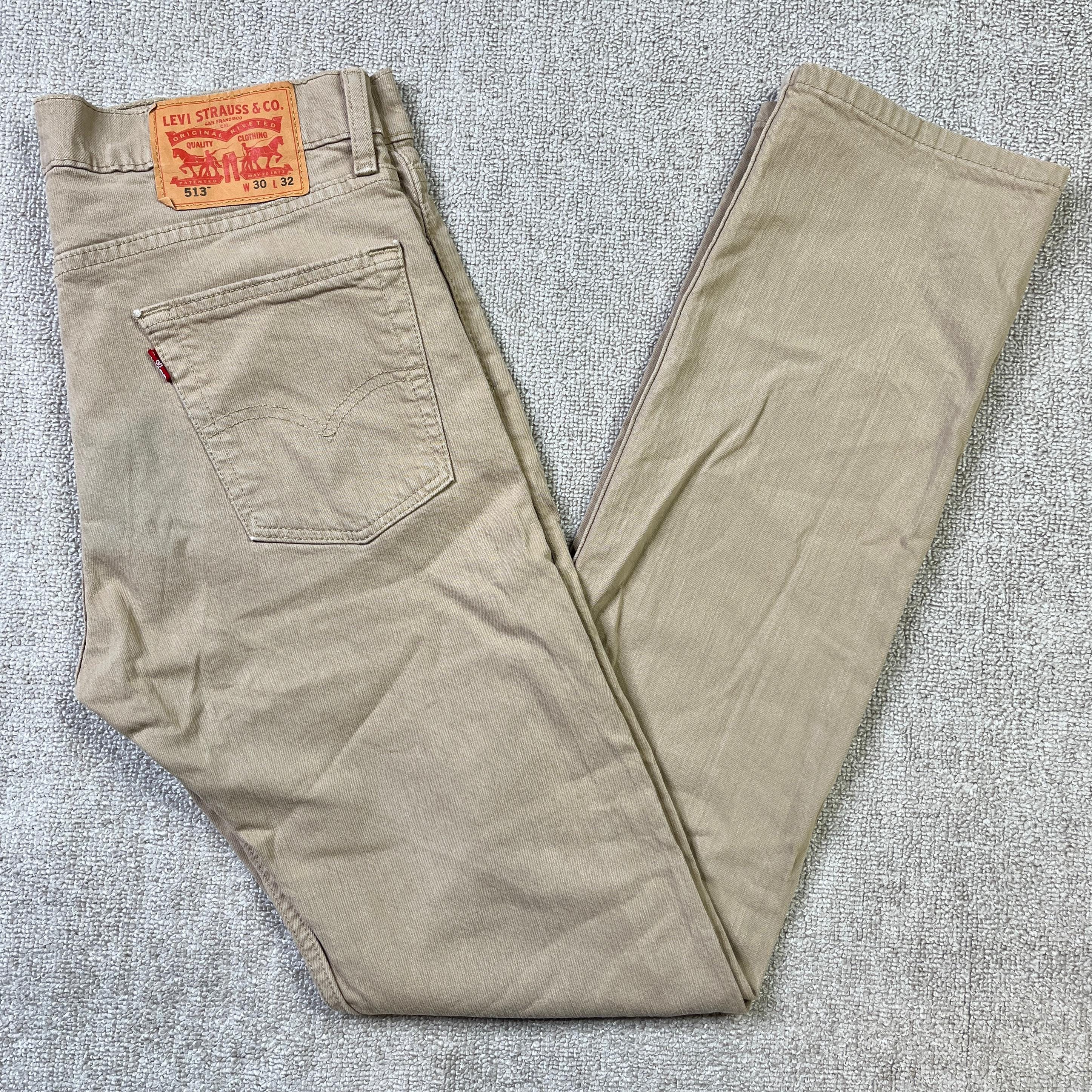 Levi's 513 Jeans Chinos Straight Leg Vintage Zip Fly Brown Belt