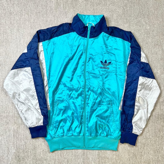 Vintage SoutiencollarCoat 80’s ADIDAS Vintage 1990's zip TRACKSUIT TOP RETRO OLDSCHOOL D