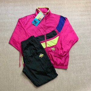 Puma Trainingsanzug Set Trainingsjacke Oberteil Hose Unterteil Windjacke 80er Jahre L
