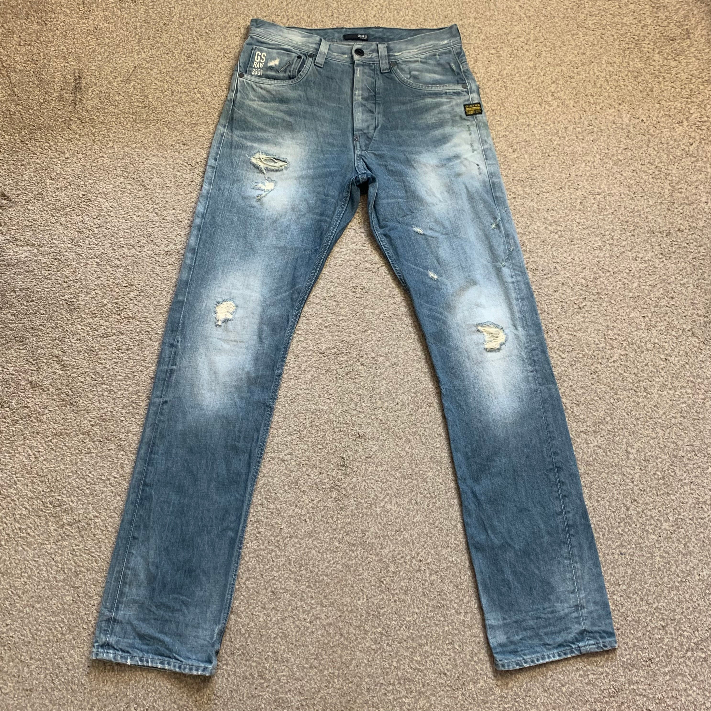 G Star Raw Jeans Slim Straight Distressed 3301 RN104506 G Star Raw Jeans Slim Straight Distressed 3301 RN104506