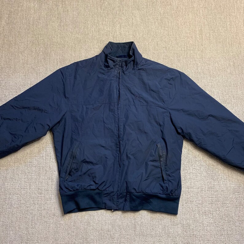 Fila Bomber Jacket Windbreaker Vintage Full Zip Casual Navy Nylon L image 2