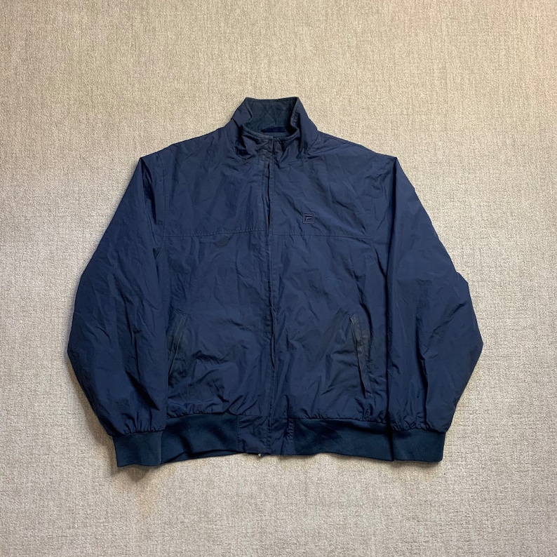 Fila Bomber Jacket Windbreaker Vintage Full Zip Casual Navy Nylon L image 1