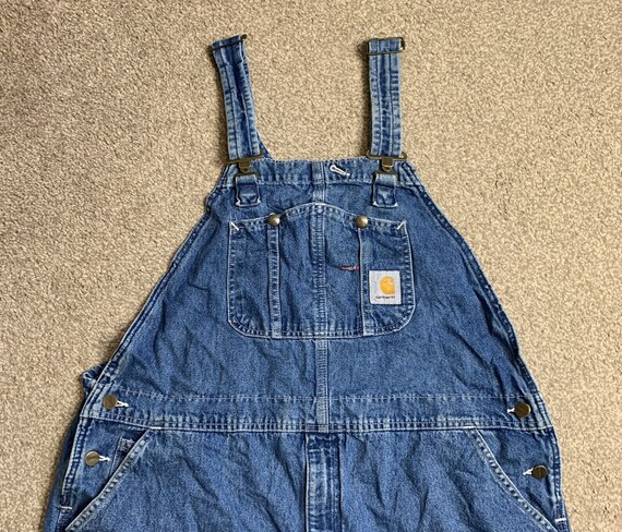 CARHARTT R07 BIB Overalls Men Tag Missing Approx Meas 48 To 50x29 Denim  Distress $49.99 - PicClick