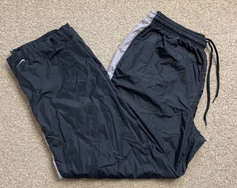 Vintage Nike Pants Baggy Blue White Stripe Swoosh Nylon Y2K 2000's