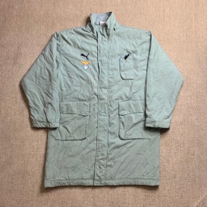 Puma Coat Jacket Long SS Lazio Football Italy Italian 90s Vintage Soccer XL