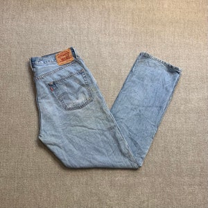 Levi’s 505 Jeans Straight Leg Regular Fit Vintage Zip Fly Light Wash 36x33