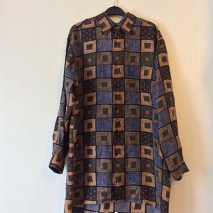 Vintage Shirt Button Up Long Baggy Long Sleeve Cocoon Oversized Jazzy 90s M